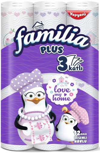 Kağıt Havlu Plus Desenli 12 Li Pk (3 Katlı) Love My Home