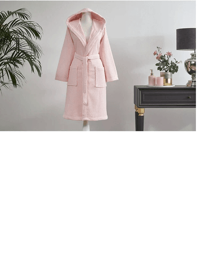 Kapşonlu Bornoz Brıght Pembe ( L )