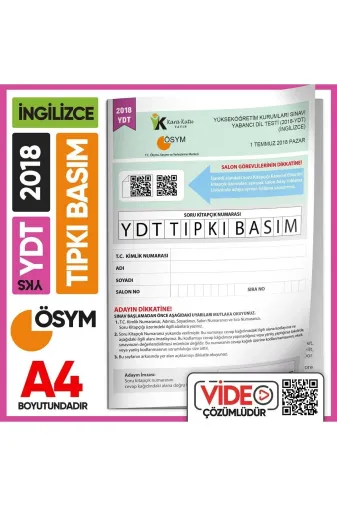 KARA KUTU YAYIN YDTTIPKI2018 2018 Yks Ydt Ingilizce Ösym Çıkmış Soru Tıpkı Basım Deneme Kitapçığı (Video Çözümlü Türkiye Geneli)