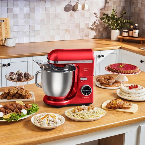 Karaca rghruıe Mastermaid Chef Ultra D2000W Dijital Ekranlı Hamur Yoğurma Makinesi Imperial Red 7L