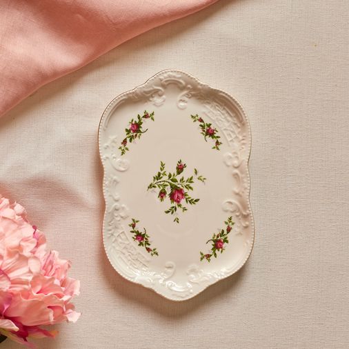 Karaca UIIOFJKSFGD Vintage Rose Kayık Tabak 25 Cm