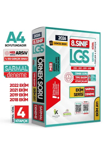 Karakutu Yayınları EGITIMGELISIM4048 2026 8.sınıf Lgs Ekim Ayı Meb Örnek Soru Tıpkı Basım 4Lü Sarmal Deneme Paketi Dijital Çözümlü