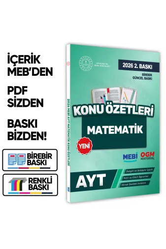 Karakutu Yayınları MEBİAYTmatematikKÖ 2026 Yks-Ayt Mebi-Ogm Matematik Pratik Konu Özet Kitabı Renkli A4 Boyut Görsel Destekli Baski Ücreti