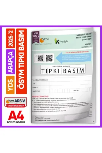 Karakutu Yayınları YDSARAPCAtıpkı2025/2 Yds Arapça 2025/2 Yabancı Dil Sınavı Ösym Tıpkı Basım Çıkmış Soru Deneme Kitapçığı (E-Yds Uygun)