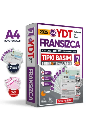 Karakutu Yayınları YDTFransızcaTIPKI 2025 Yks Ydt (Yabancı Dil Testi) Fransizca Ösym Çıkmış Soru Tıpkı Basım Deneme Paketi 7Li Türkiye G.