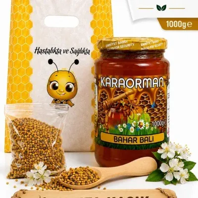 Karaorman Bahar Balı 1000g | Tahta Kaşık ve Polen Hediye