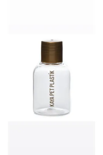 KAYAPETLASTİK KAYAPETPLASTİK101 500 Adet Gold Kapaklı Mini Şampuan Duş Jeli Kolonya Ufak Boş Plastik Şişe, Buklet Otel Tipi 35 Ml