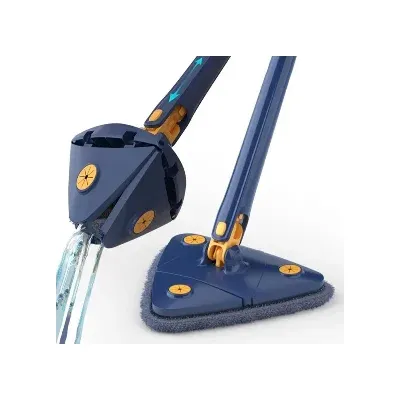 Kendinden Sıkmalı Üçgen Mop 1 Mikrofiber Bezli Cam Duvar Yer Parke Silebilen Mop