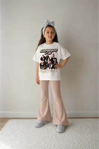 Kız Çocuk Oversize Kalıp Belya Kids Tasarım Manifest 50 Taytlı Alt Üst Takım