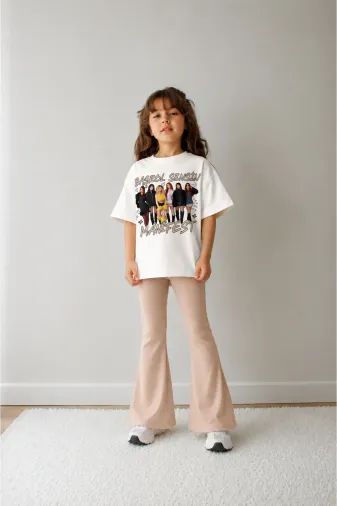 Kız Çocuk Oversize Kalıp Belya Kids Tasarım Manifest 52 Taytlı Alt Üst Takım