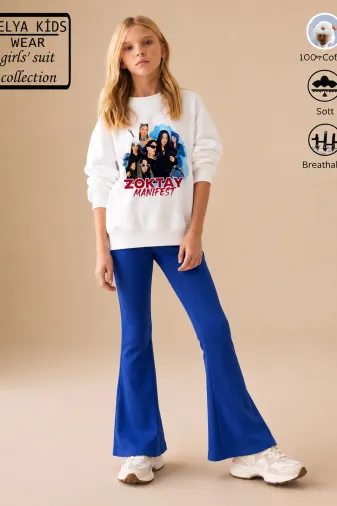 Kız Çocuk Tam Kalıp Üst Oversize Alt Taytlı KZoktay Tasarım 229 Alt Üst Takım