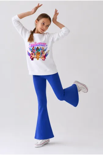 Kız Çocuk Tam Kalıp Üst Oversize Alt Taytlı Sihirli Tasarım 231 Alt Üst Takım