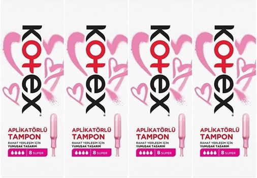 Kotex Aplikatörlü Tampon Süper 32 Li Set (4PK*8)
