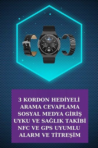 Kulak İçi Kablosuz Bluetooth Kulaklık ve NFC ve GPS Özellikli Akıllı Saat Alarm ve Titreşim