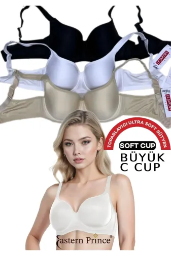 Le Jardin lejardin9720C 9720 C Cup Ultra Soft Sütyen Toparlayıcı Balenli Desteksiz Basic 3 Set Renkli