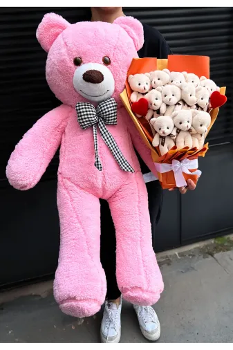 lenostra Ayicik-Buket33 Sevgiliye Kiza Hediye 90Cm Ayıcık Ve 12Li Lüx Ayıcık Buketi Dogum Gunu Hediyesi Sevgililer Günü