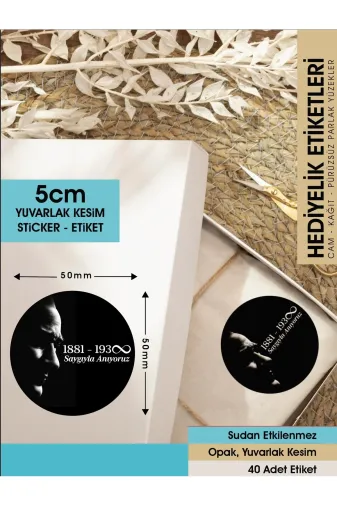 Letbil Reklam ETK00065-5OPK 10 Kasim Atatürkü Anma Etiketi 5Cm - Opak Sticker