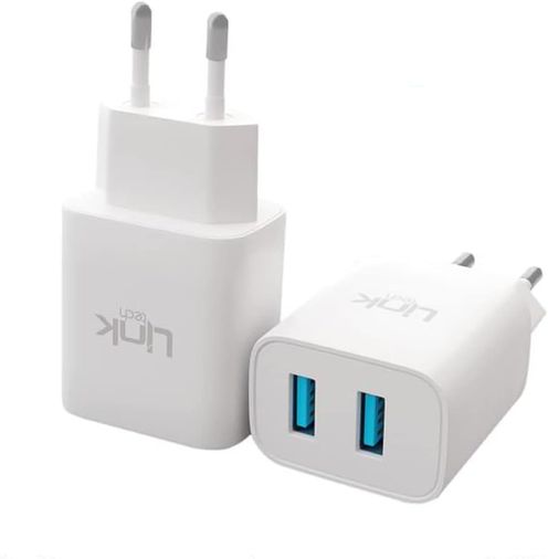 Linktech C206 Çift Usb Çıkışlı 10W 2.1A Şarj Aleti (Başlık) Beyaz