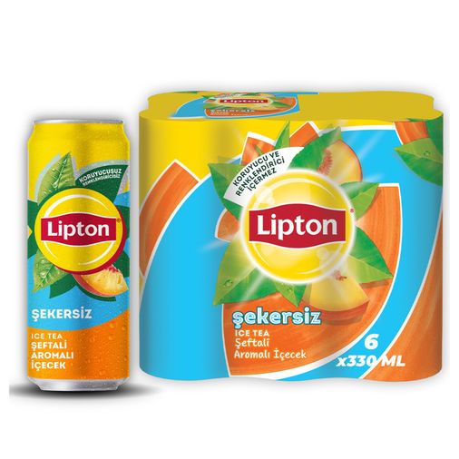 lipton5952 Lipton Ice Tea Şekersiz Şeftali Aromalı Soğuk Çay Kutu 6 X 330 Ml