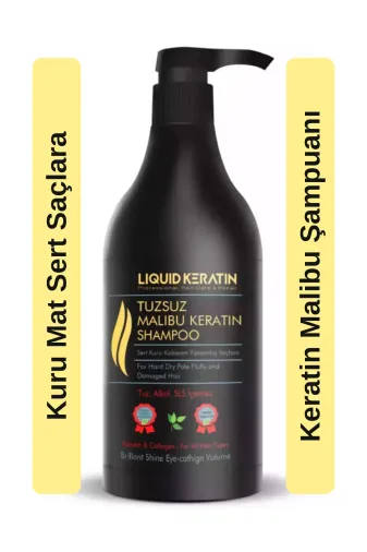 Liquid Keratin KRTNSAMP1000ML Tuzsuz Sülfatsız Malibu Keratin Şampuanı (1000Ml) - Kuru Sert Kabaran Saçlar Için