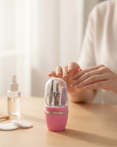 Lisinya 127897374 Tırnak Bakım Manikür Pedikür Seti 4 Parça Pembe Ev Ve Seyahat Uyumlu -