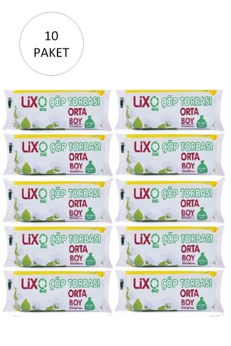 Lixo RT-RYL-HMR10912 Orta Boy Çöp Torbası 55 X 60 Cm 20 Li Rulo X 10 Paket = 200 Adet (Mavi)