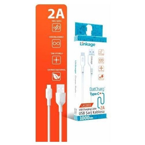 LKCB-03- Linkage Lkcb-03 2A Max Type-C  Kırılmaz Bükülmez 1Mt Şarj Kablosu