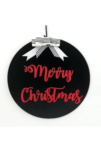 Lora Davet Yılbaşı Süsleri Marry Christmas Kapı Süsü - Siyah 16168