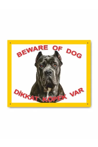 Makri kopekcanecorsosari Cane Corso Dikkat Köpek Var Levhası Beware Of Dog Sarı