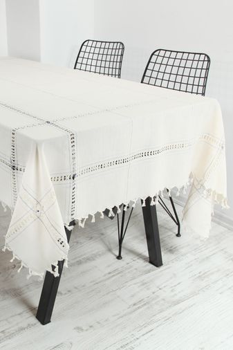 MANDAŞ otantik nazar pamuklu dokuma masa örtüsü 130*220  mor