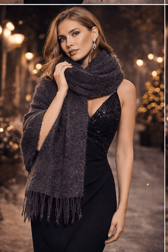 Mandaş Style El Dokuma Angora Bayan Şalı