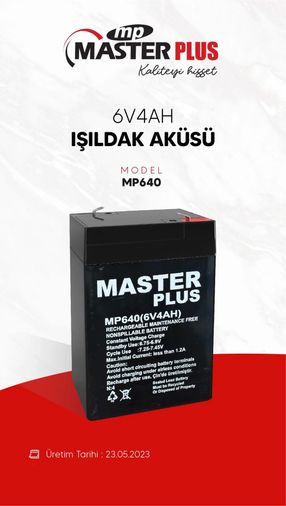 Masterplus Akü 6 Volt 4 Amper Işıldak Aküsü (70 X 48 X 101 Mm) Mp640