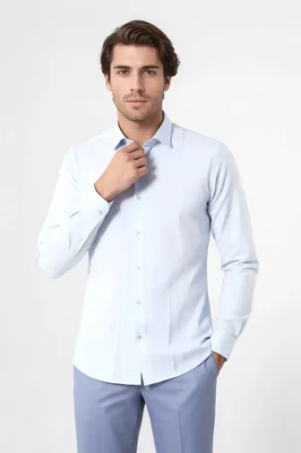 Mavi Desenli Slim Fit Erkek Gömlek - Wessi - S / Mavi