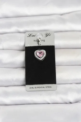 MEY MEYİTHMEYEBPR1411 İthalat® 316L Cerrahi Çelik Pembe Kalp Model Göbek Piercing