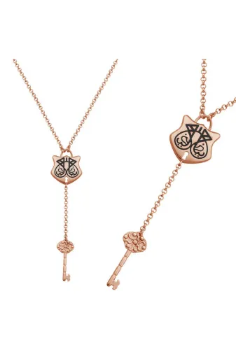 mikudesign T8405 Nidam Butik Gümüş Rose Ya Fettah Yazılı Kadın Kolye