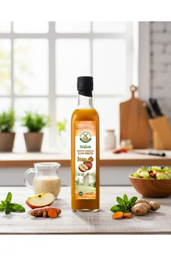 Mill & More Only Natural Products MM8684438222238 Organik Zencefilli Zerdeçallı Elma Sirkesi 500 Ml