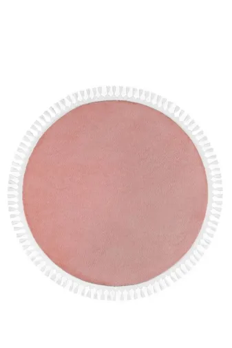 Minas Home HN5001 Yuvarlak Puffy Ponpon Saçaklı Peluş Halı Pembe