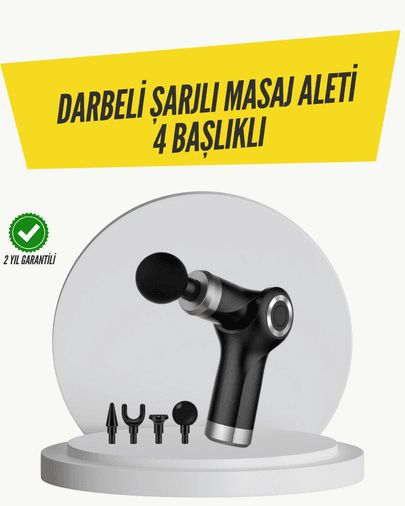 Mini Masaj Tabancası 4 Başlık 6 Hız Ayarlı