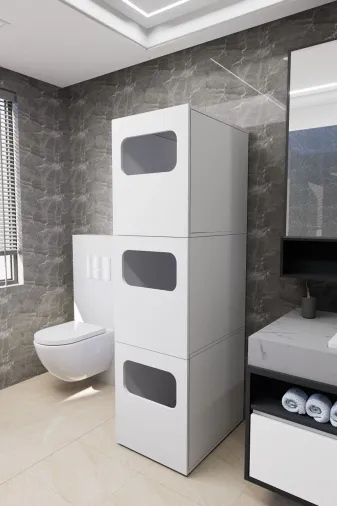Mirobi MRB-LVN-BNY-KRL-SPT-DLB Lavina Banyo Kirli Sepetli Çamaşır Dolabı Beyaz