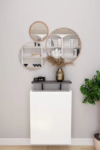 Mirobi MRB-SRVL-KLFR-RF-60 Soravel Petek Üstü Uçan Raf Dresuar Kalorifer Peteği Rafı 60 X 18 Cm Antrasit