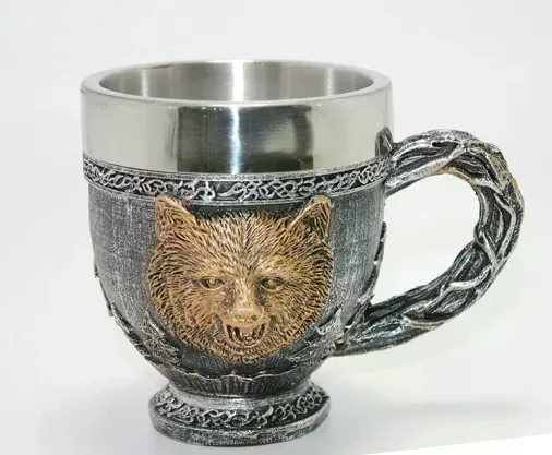 Mitolojik Ayı Figürlü 3d Kabartmalı Paslanmaz Çelik Kupa Bardak Alk4479