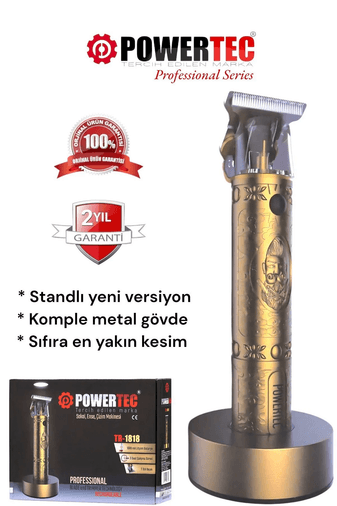 MKbjAvn6C9 Powertec Tr-1818 Şarjlı Tıraş Makinesi Saç-Sakal-Ense-Vücut Lazer Epilasyon Öncesi