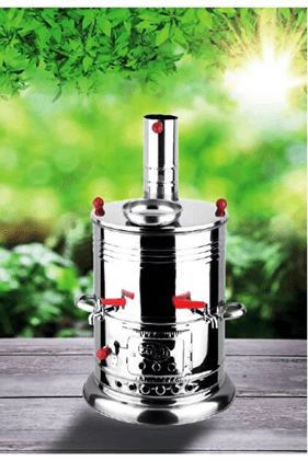 Mor Kayısı S-104 Zarif İş® 3.5 Lt Çift Musluklu Çay Hazneli Odunlu Piknik Semaveri
