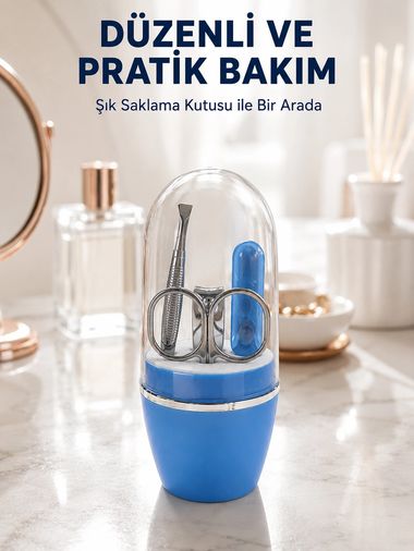 motto ticaret 131498409 Mey İthalat Mavi Tırnak Bakım Seti Çok Amaçlı Manikür Pedikür Kiti