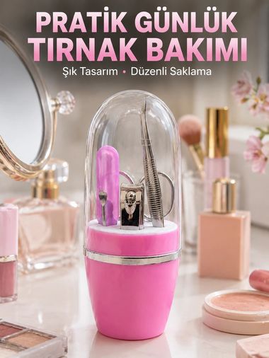 motto ticaret 131498411 Mey İthalat Taşınabilir Manikür Seti Pembe Tırnak Bakım Ve Kişisel Bakım Kiti