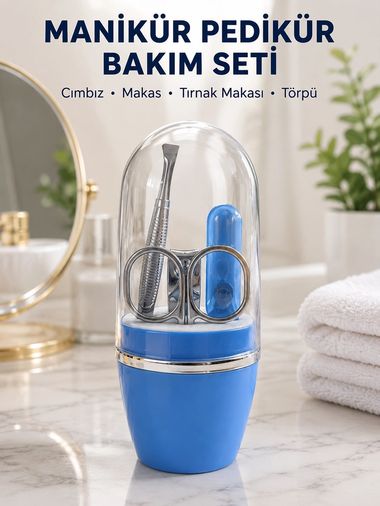 motto ticaret 131498423 Mey İthalat Kompakt Manikür Bakım Seti Mavi Taşınabilir Kişisel Bakım Çantası