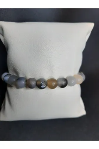 MRYart KM000000390 Gri Tonlamalı Karma Renk Akik Taşı Sade Ve Şık Bileklik Unisex