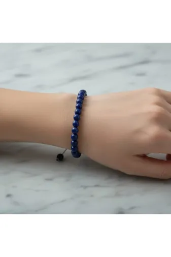 MuhammedMasumCo PRA-13417273-2656 Lapis Lazuli 6 Mm Merdiven Kapama Doğal Taş Bileklik – El İşçiliği