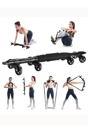 MultiFlexPro 6in1 Fitnes Aleti Çok Fonksiyonlu Fitnes Egzersiz Tekerleği Ab Wheel Roller Karın Kası Göğüs Şekillendirme Spor Aleti
