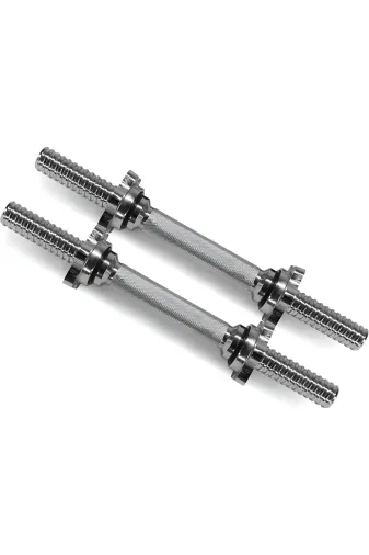 MultiFlexPro MF2BR 36Cm İkili Kısa Krom Halter Barı Dambıl Sapı Fitness Egzersiz Aleti Dumbell Bar 2X36 Cm